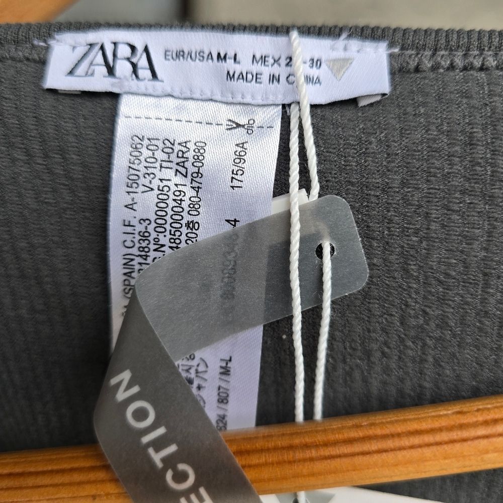 Zara Gray Ribbed Crop Top - Picture 5 of 11